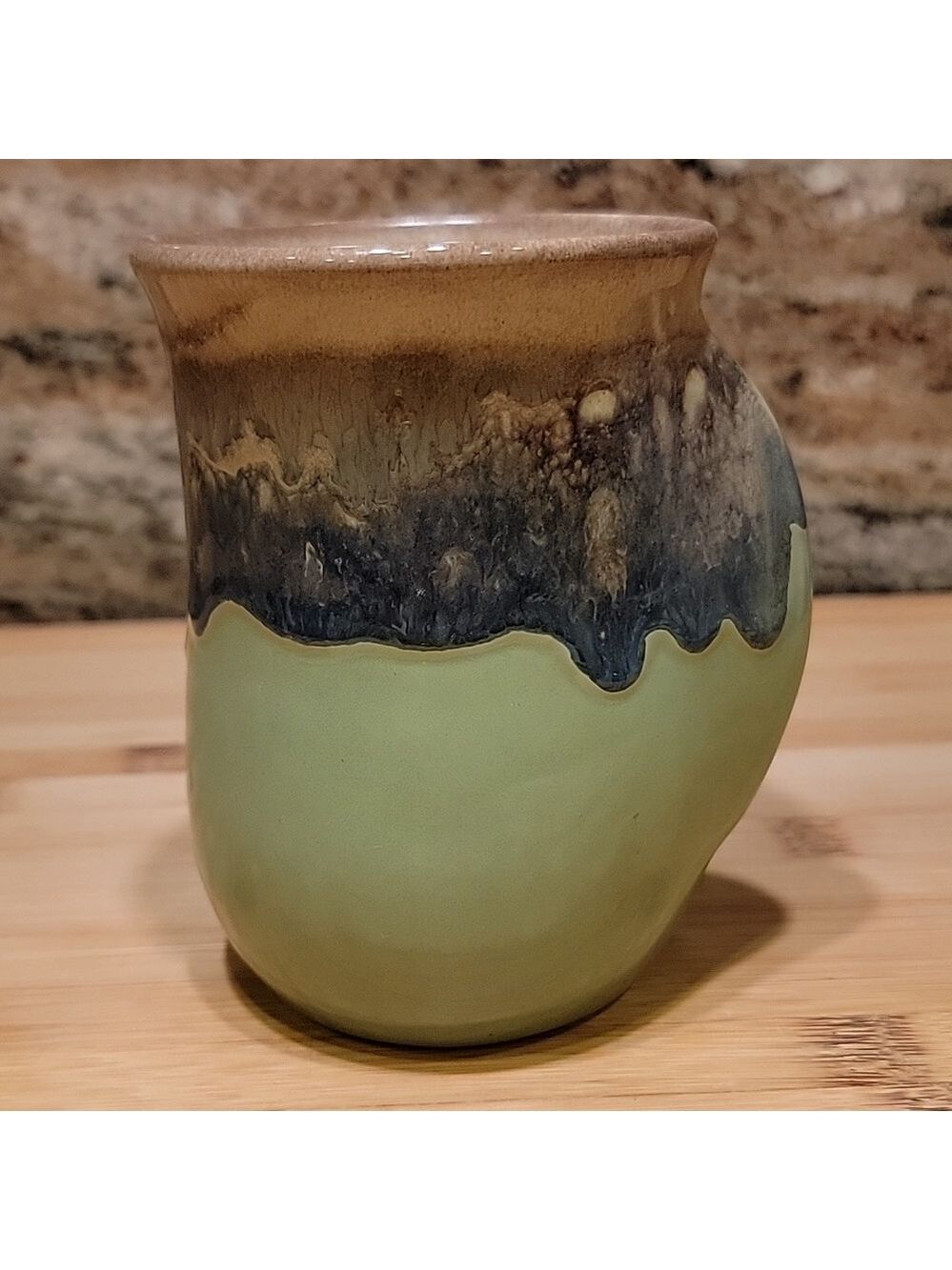 Beautiful greens & brown HandWarmer Coffee Mug Left handed hand warmer - Picture 3 of 5